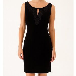 Vintage Laura Ashley Black Velvet Dress Beaded Sleeveless Party Cocktail Evening